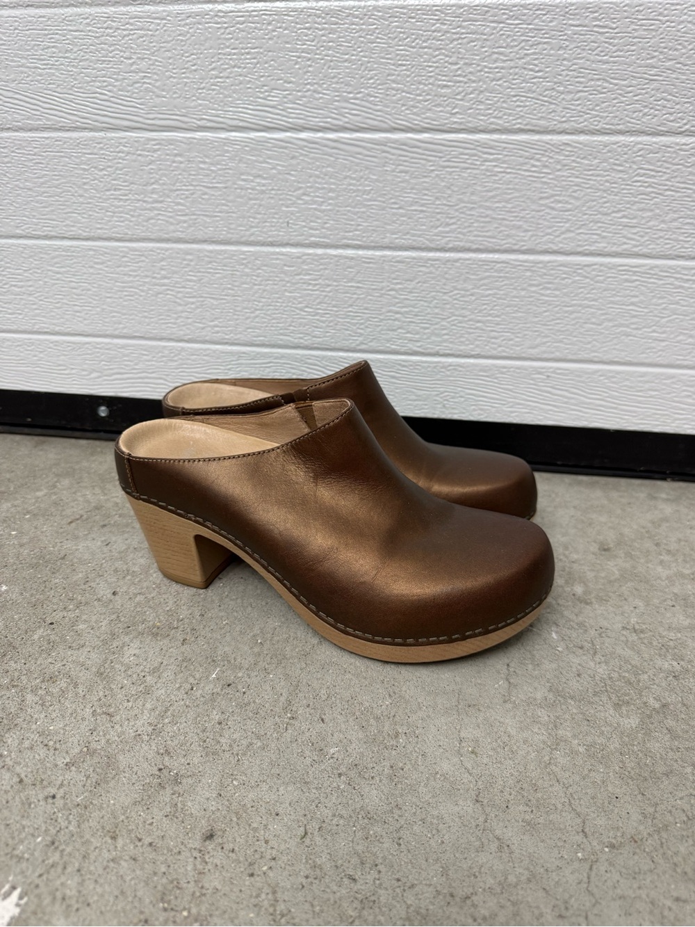 Women's Brown Leather Clog Heels Dansko